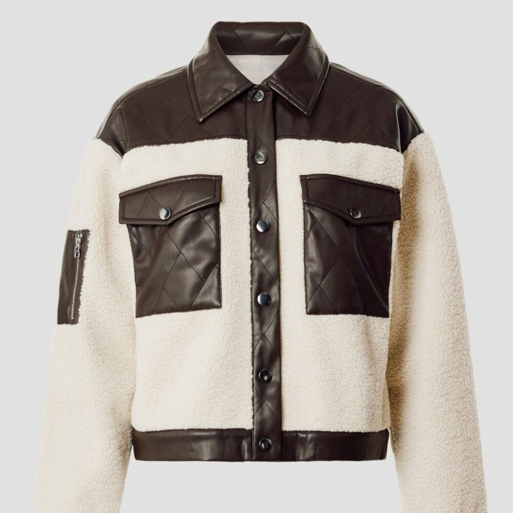 Quilted Leather Sherpa Jacket - Picture 5 of 5